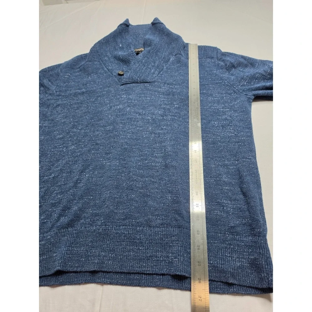 Banana Republic Sweater Mens XL Blue 100% Cotton Tight Knit Shawl Collar Outdoor